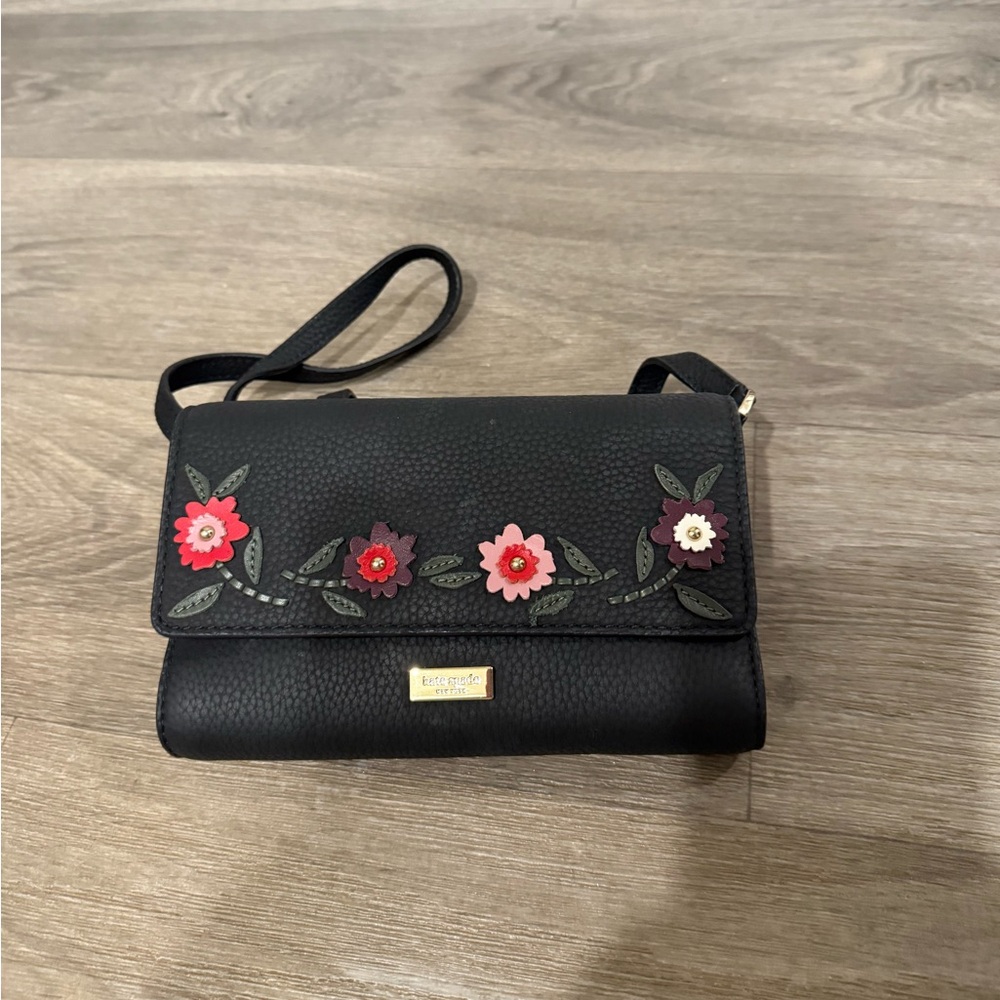 Kate Spade Laurel Way Connie embellished crossbody bag in black leather
